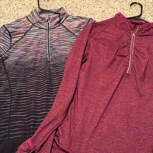 Kirkland Signature Size Large (2) Women’s 1/4 Zip Long Sleeve Tops